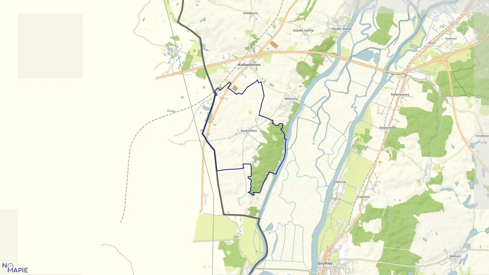 Mapa obrębu Kamieniec w gminie Kołbaskowo