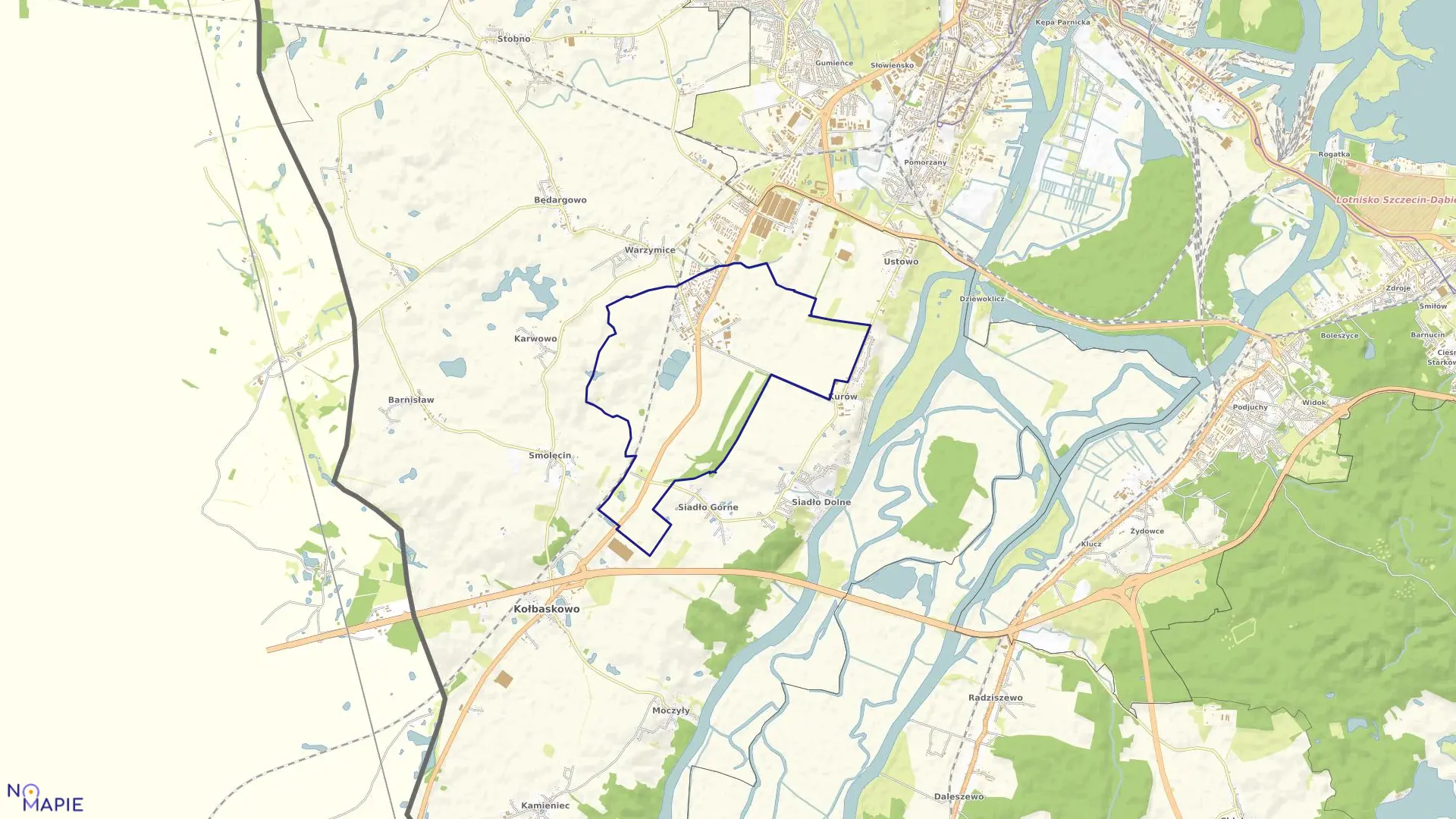 Mapa obrębu Przecław w gminie Kołbaskowo