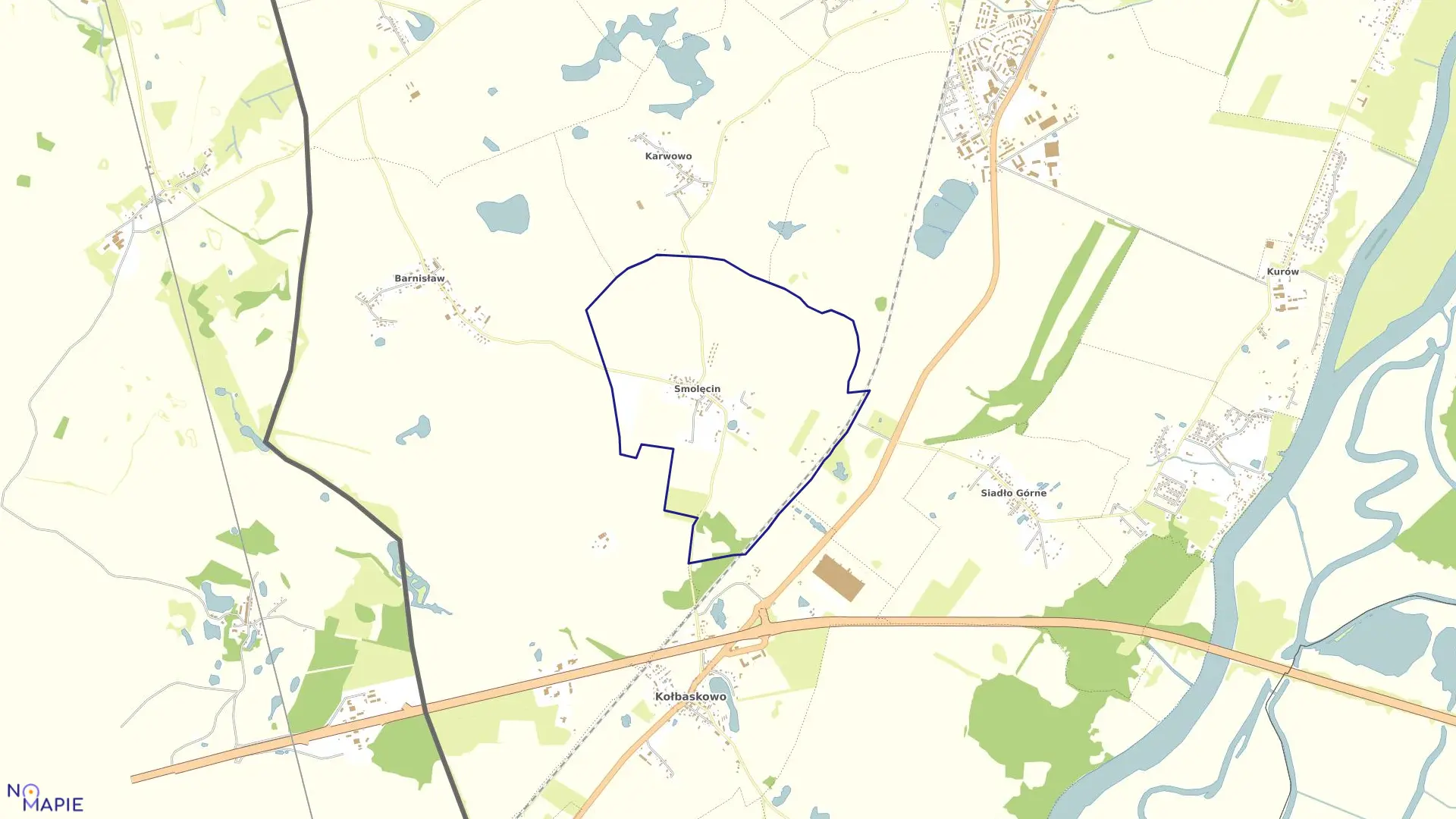 Mapa obrębu Smolęcin w gminie Kołbaskowo